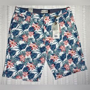Hudson & Barrow NYC Tropical Print Shorts Daylily NWT Size 34